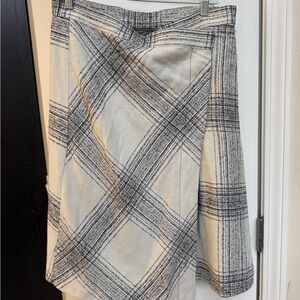 United Colors Of Benetton Black and White Plaid A-Line Skirt